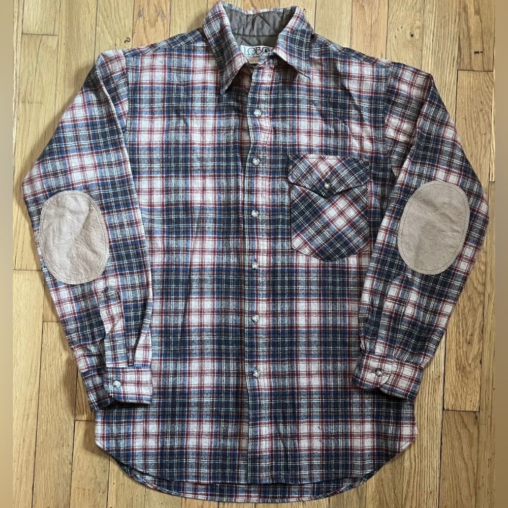 LOBO PENDLETON Mens Medium 100% Virgin Wool Shirt Elbow Patches Vintage